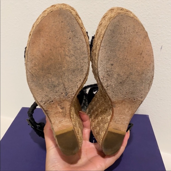 Stuart Weitzman Alex Nero Crochet Wedges - 7 - Picture 12 of 14